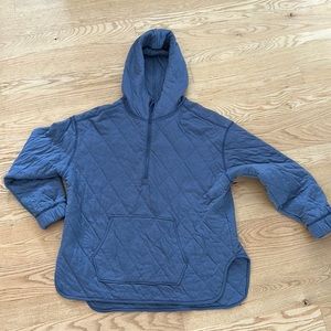blue quarter zip hooded sweatshirt